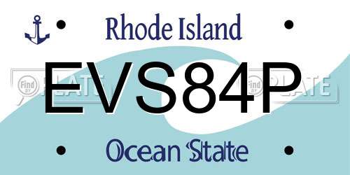 EVS84P Rhode Island License Plate
