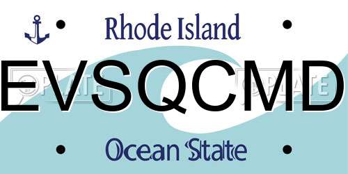 EVSQCMD Rhode Island License Plate