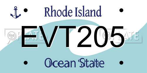 EVT205 Rhode Island License Plate