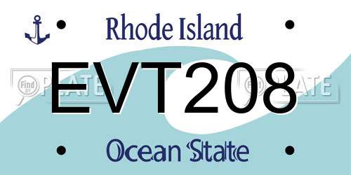 EVT208 Rhode Island License Plate