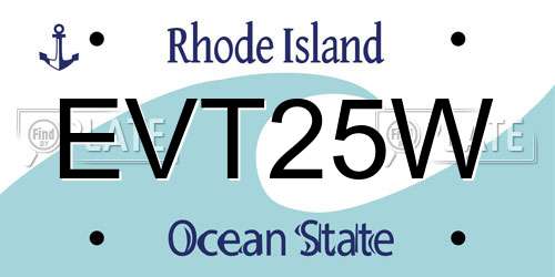 EVT25W Rhode Island License Plate