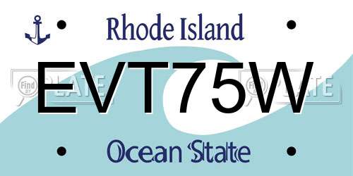EVT75W Rhode Island License Plate