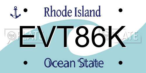 EVT86K Rhode Island License Plate