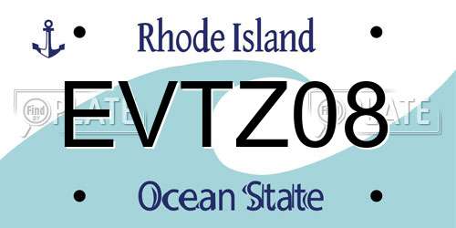 EVTZ08 Rhode Island License Plate