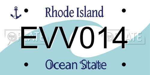 EVV014 Rhode Island License Plate