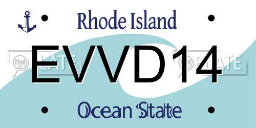EVVD14 Rhode Island License Plate