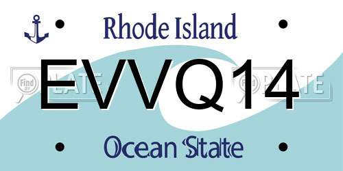 EVVQ14 Rhode Island License Plate