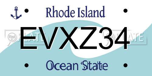 EVXZ34 Rhode Island License Plate