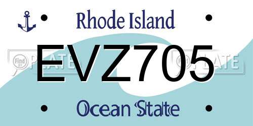EVZ705 Rhode Island License Plate