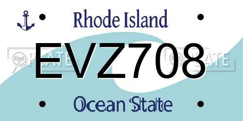 EVZ708 Rhode Island License Plate