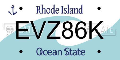 EVZ86K Rhode Island License Plate