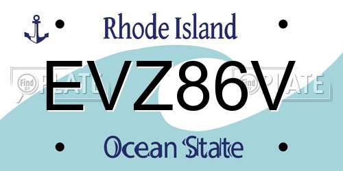 EVZ86V Rhode Island License Plate