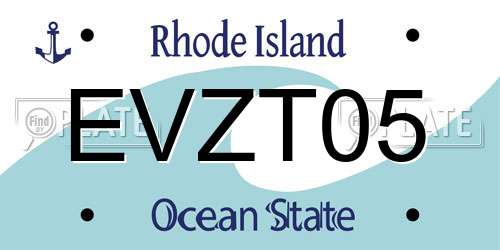 EVZT05 Rhode Island License Plate