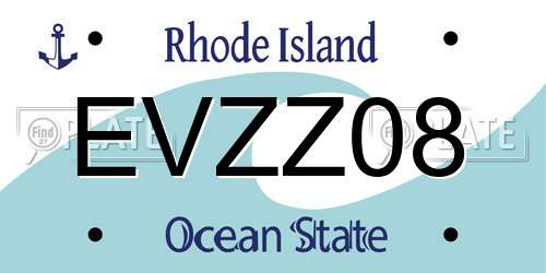EVZZ08 Rhode Island License Plate