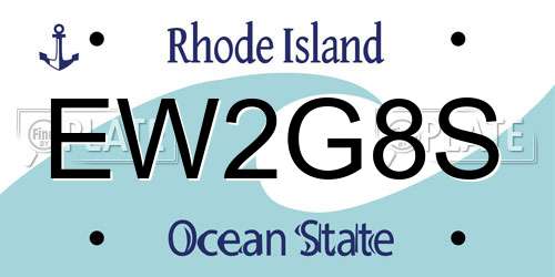 EW2G8S Rhode Island License Plate