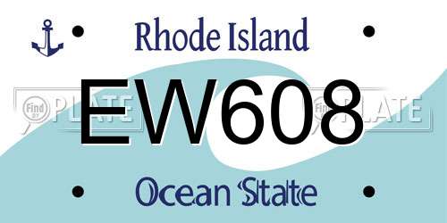 EW608 Rhode Island License Plate