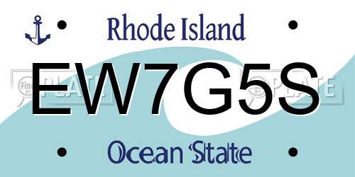 EW7G5S Rhode Island License Plate