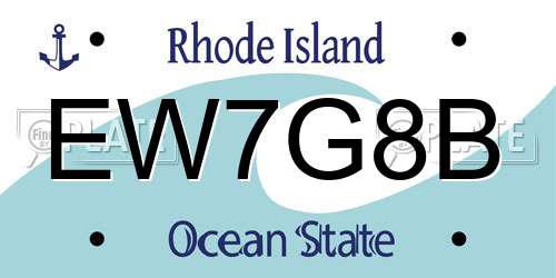 EW7G8B Rhode Island License Plate