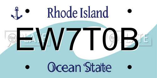 EW7T0B Rhode Island License Plate