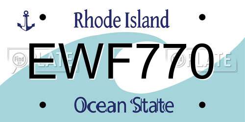 EWF770 Rhode Island License Plate