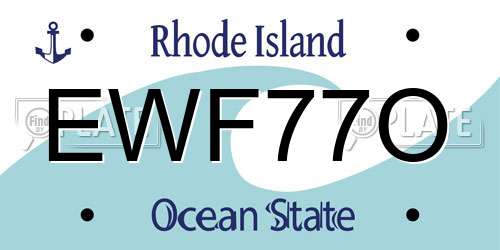 EWF77O Rhode Island License Plate