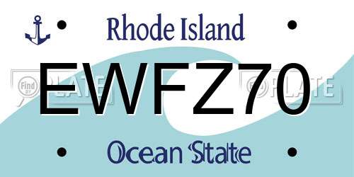 EWFZ70 Rhode Island License Plate