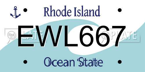 EWL667 Rhode Island License Plate