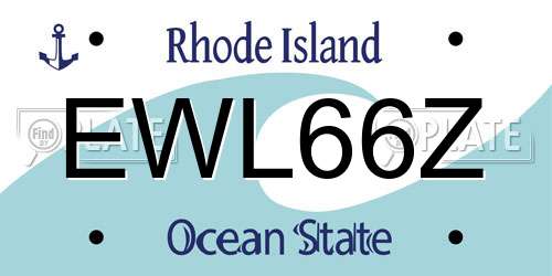 EWL66Z Rhode Island License Plate