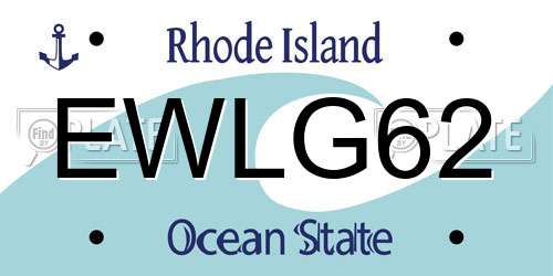 EWLG62 Rhode Island License Plate