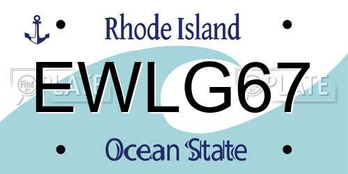 EWLG67 Rhode Island License Plate