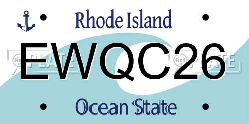 EWQC26 Rhode Island License Plate