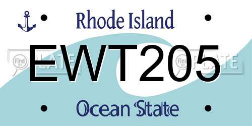 EWT205 Rhode Island License Plate