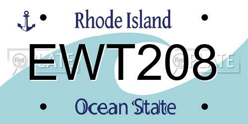 EWT208 Rhode Island License Plate