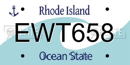 EWT658 Rhode Island License Plate