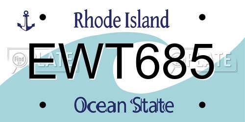EWT685 Rhode Island License Plate