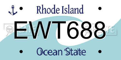 EWT688 Rhode Island License Plate