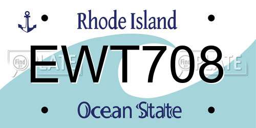 EWT708 Rhode Island License Plate