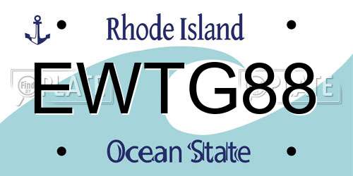 EWTG88 Rhode Island License Plate
