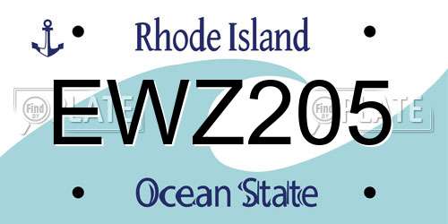EWZ205 Rhode Island License Plate