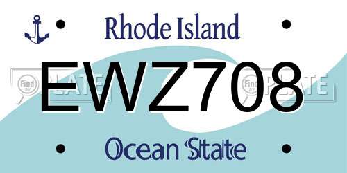 EWZ708 Rhode Island License Plate