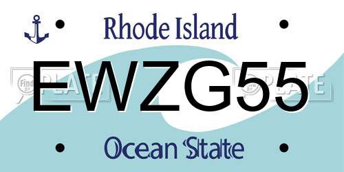 EWZG55 Rhode Island License Plate