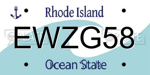 EWZG58 Rhode Island License Plate