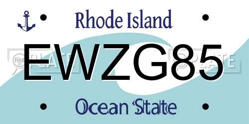 EWZG85 Rhode Island License Plate