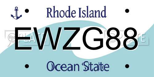 EWZG88 Rhode Island License Plate