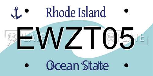 EWZT05 Rhode Island License Plate