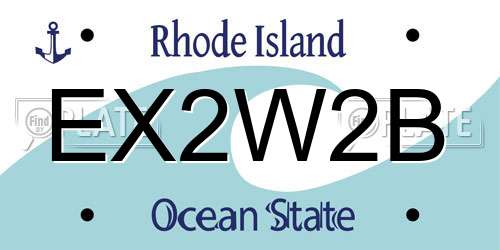 EX2W2B Rhode Island License Plate