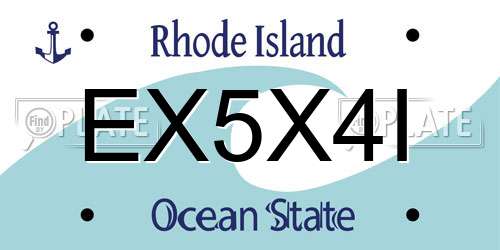 EX5X4I Rhode Island License Plate