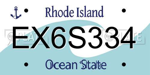 EX6S334 Rhode Island License Plate