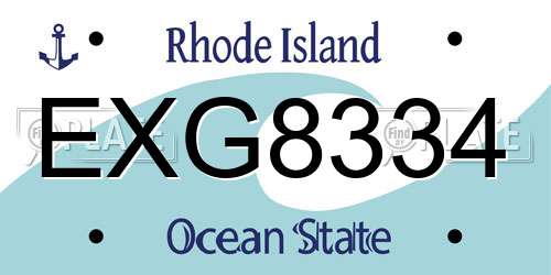 EXG8334 Rhode Island License Plate
