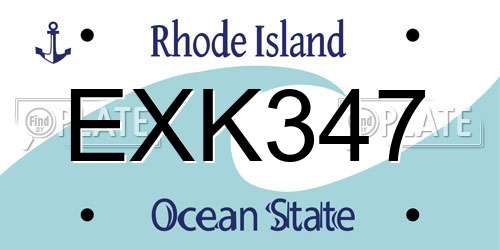EXK347 Rhode Island License Plate
